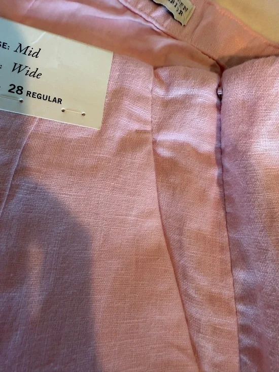 NWT Abercrombie & Fitch Pink Wide Leg 100% Linen Pants - size 28 - Picture 5 of 6
